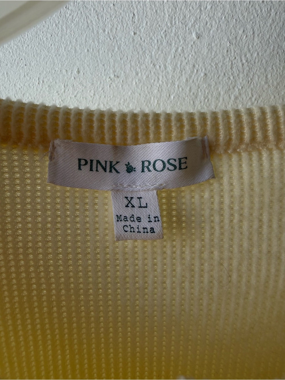 Pink Rose Soft Pale Yellow Ribbed Button-Front Cardigan - Picture 3 of 4